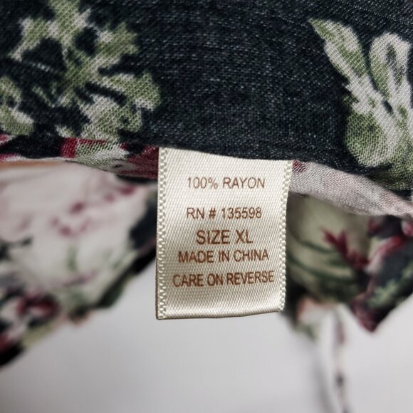 Libery Love Black/Pink Floral Print Tie Front Lace Edge Wmns Sz XL Kimono Blouse - Picture 9 of 15